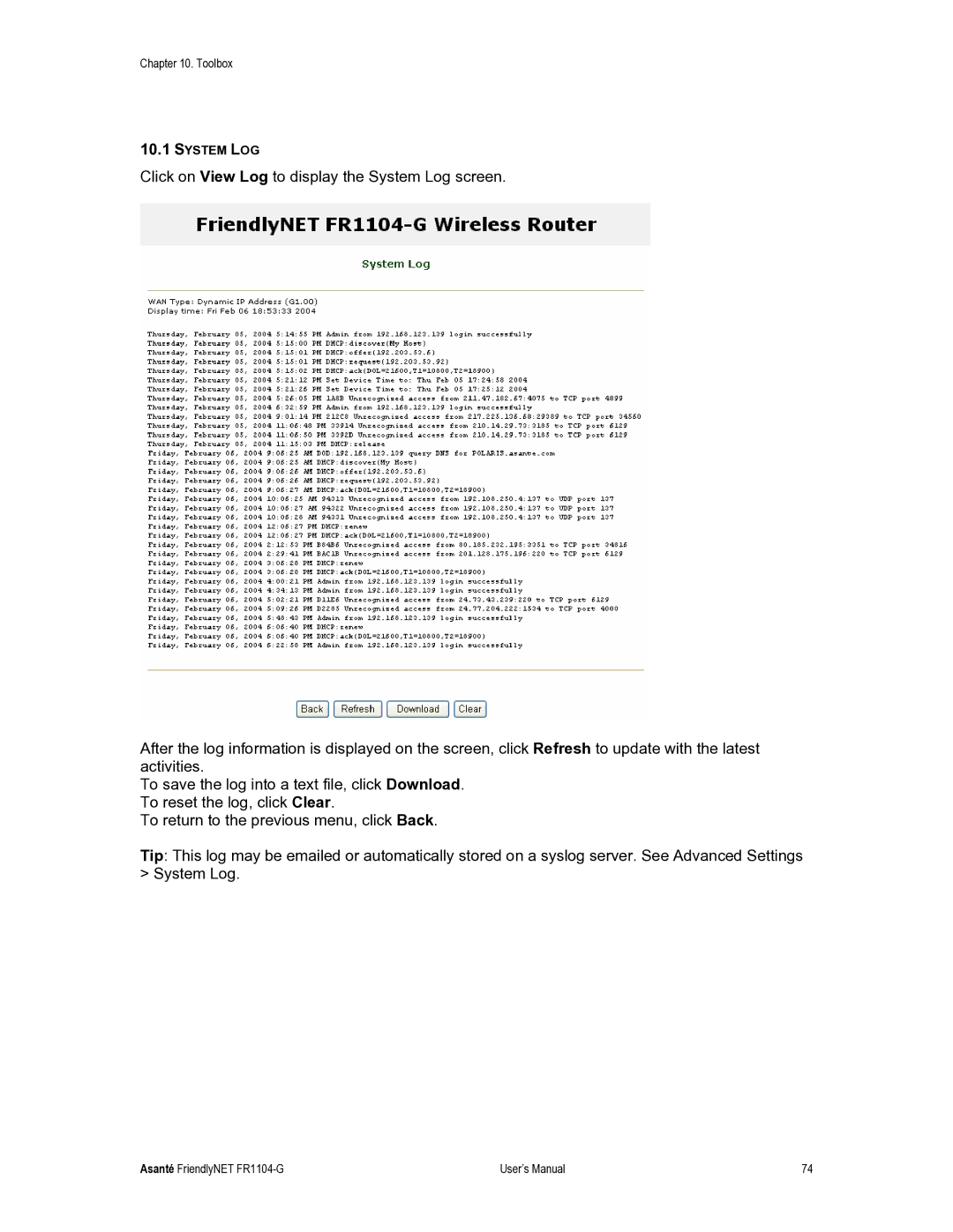 Asante Technologies FR1104-G user manual Toolbox 