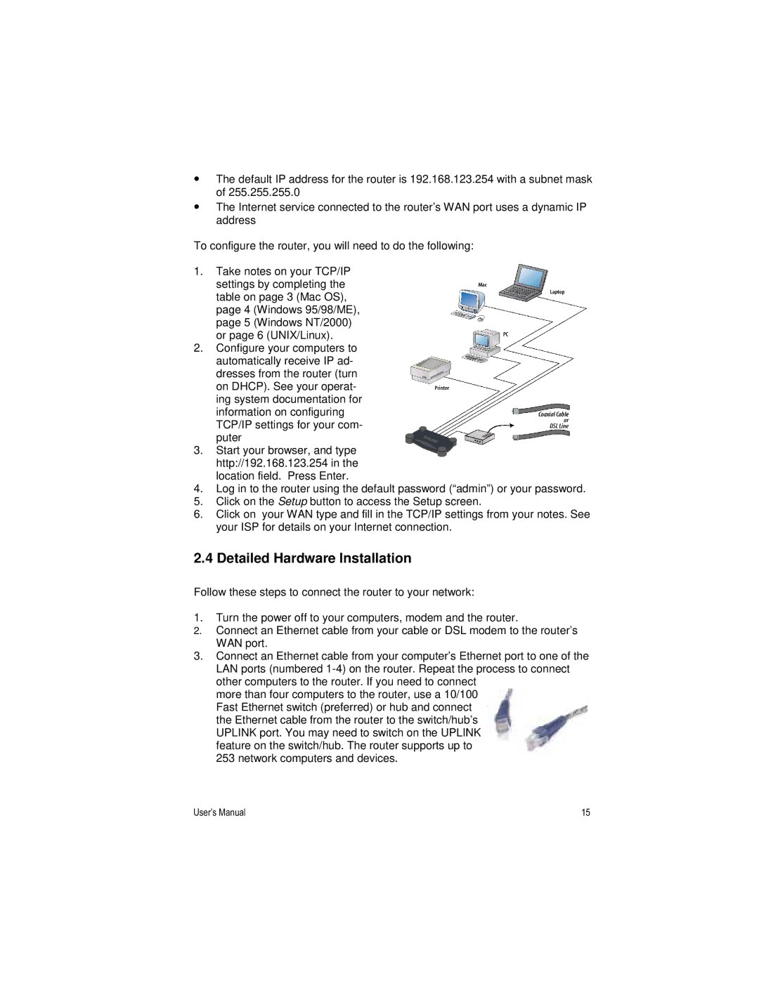 Asante Technologies FR3000 Series user manual Detailed Hardware Installation 