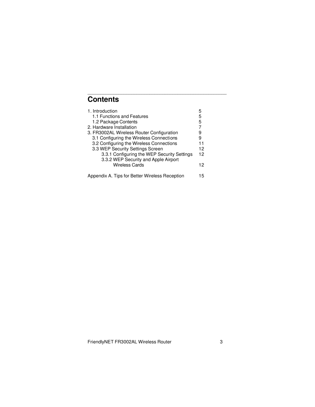 Asante Technologies FR3002AL user manual Contents 