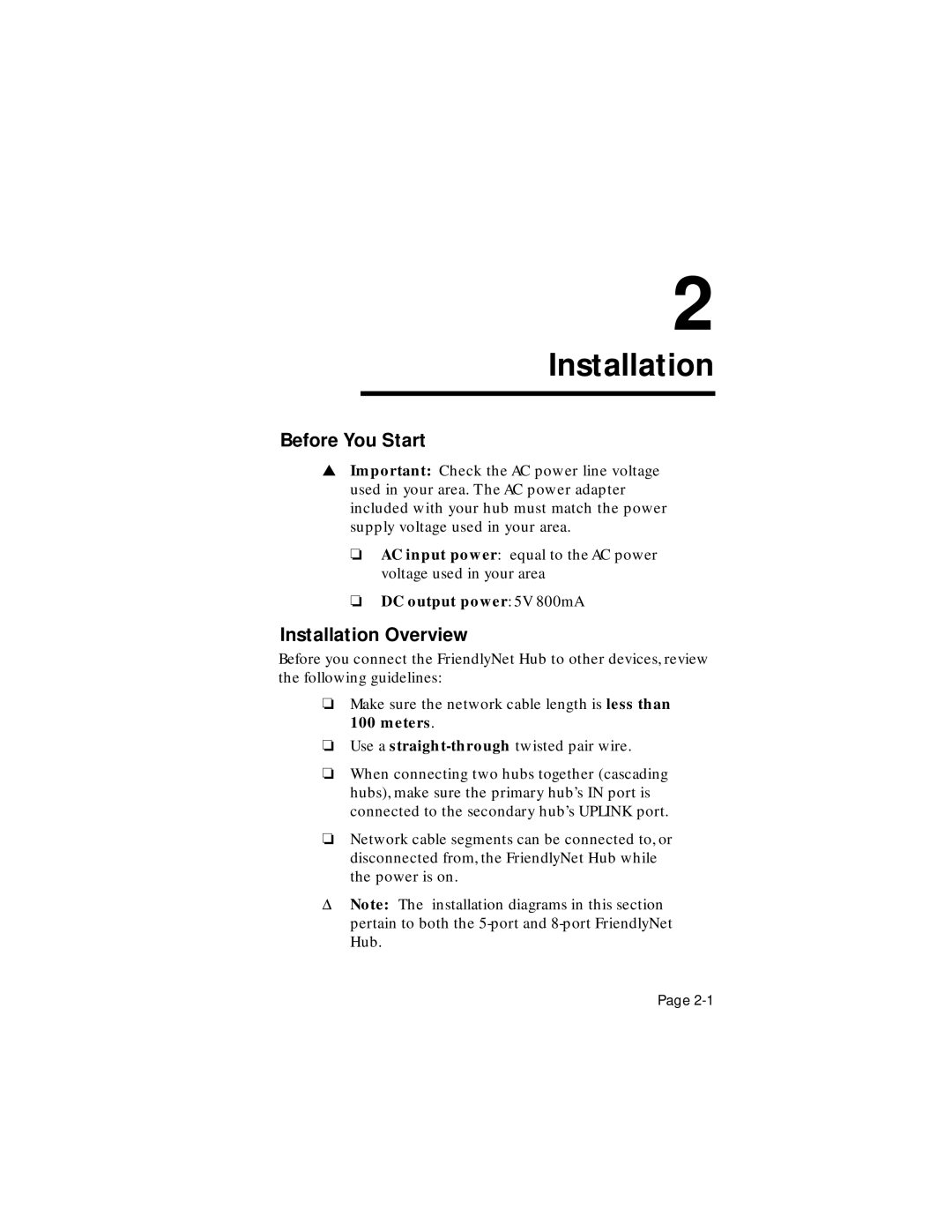 Asante Technologies FriendlyNet user manual Before You Start, Installation Overview 