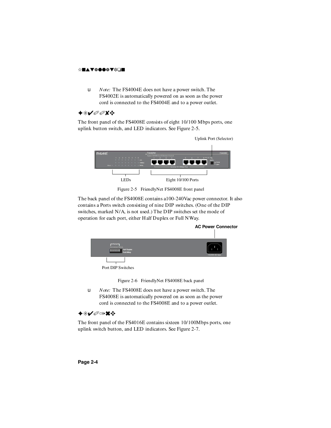 Asante Technologies FS4008E/FS4016E, FS4002E/FS4004E user manual 