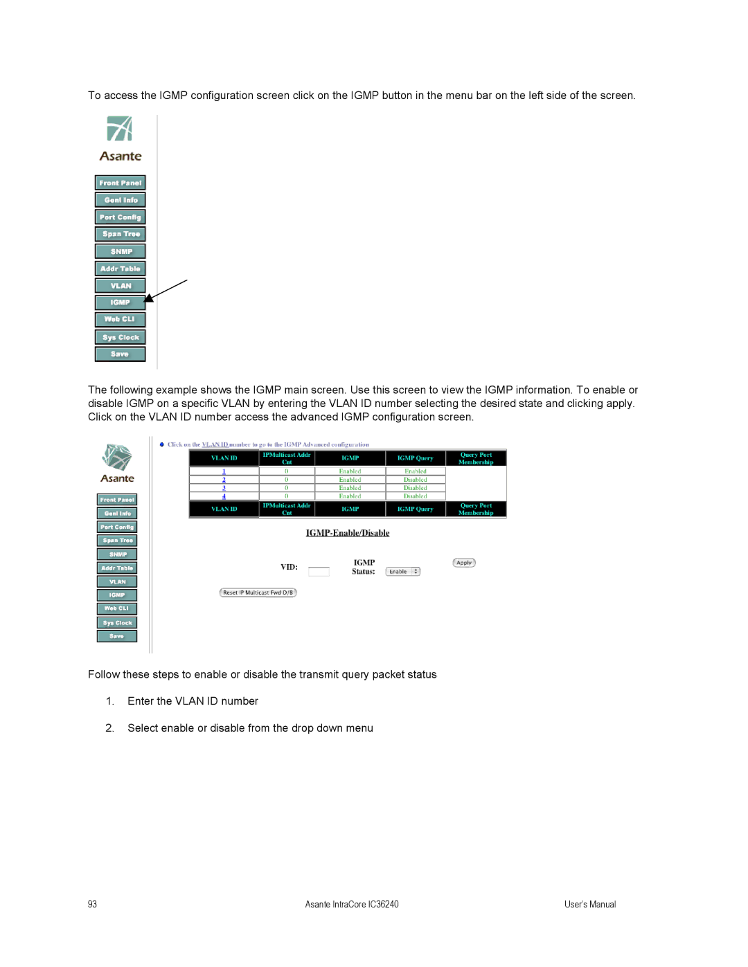 Asante Technologies user manual Asante IntraCore IC36240 