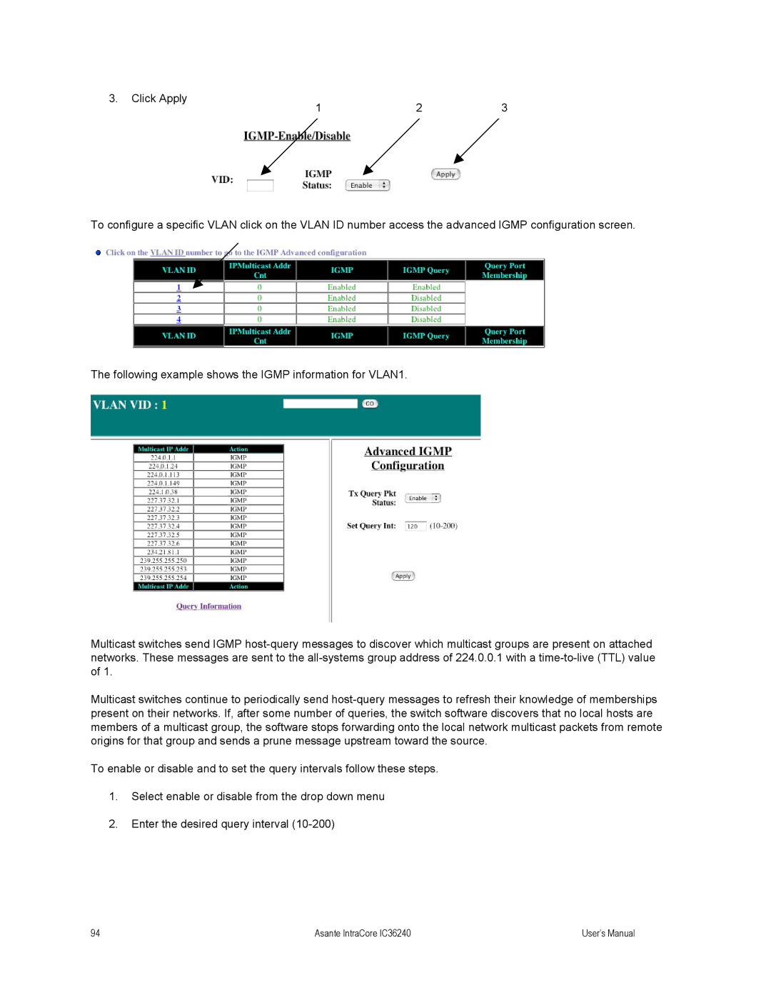 Asante Technologies user manual Asante IntraCore IC36240 