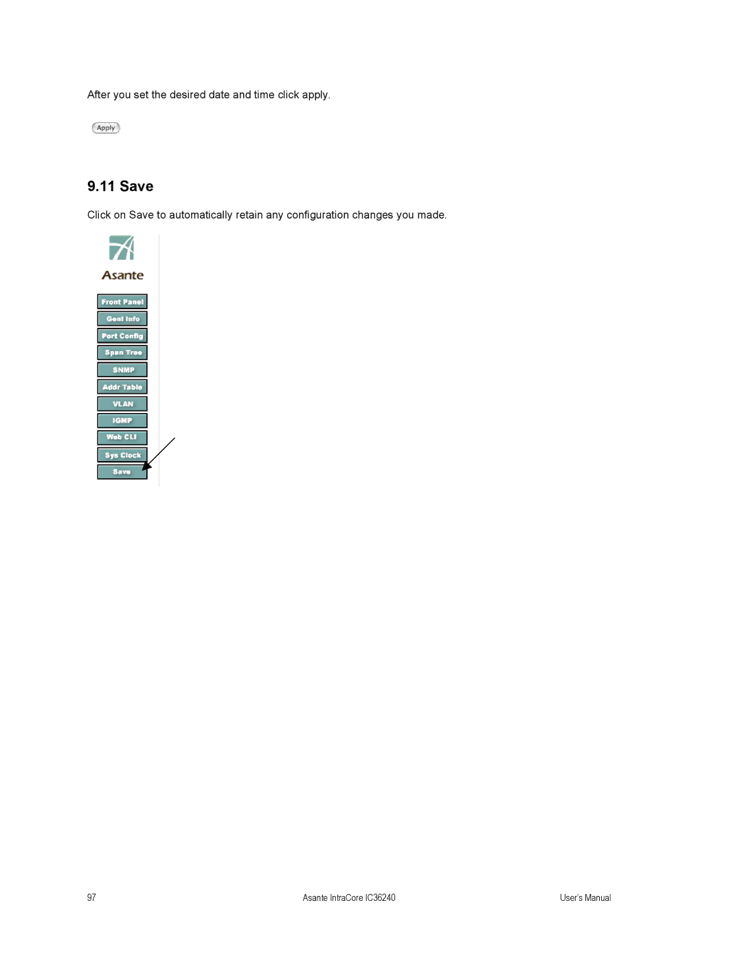 Asante Technologies IC36240 user manual Save 