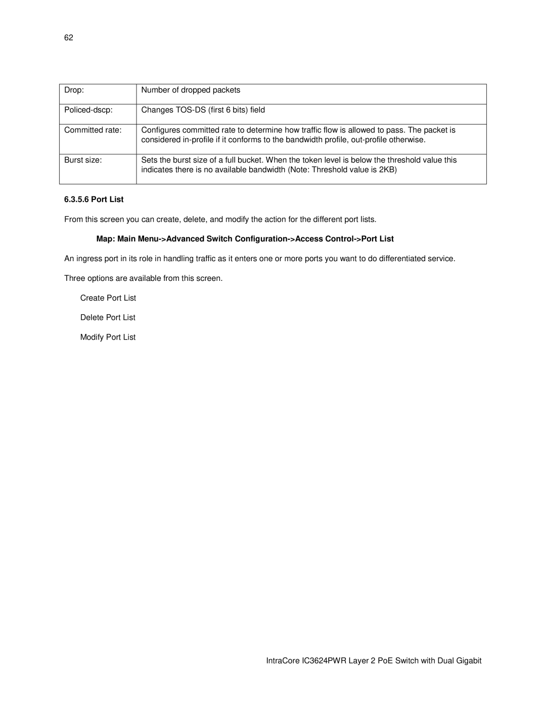 Asante Technologies IC3624PWR user manual Port List 