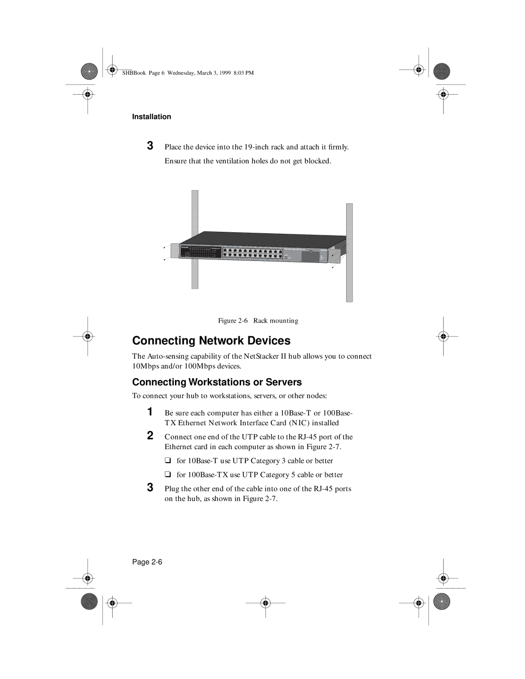 Asante Technologies II user manual Connecting Network Devices, Connecting Workstations or Servers 