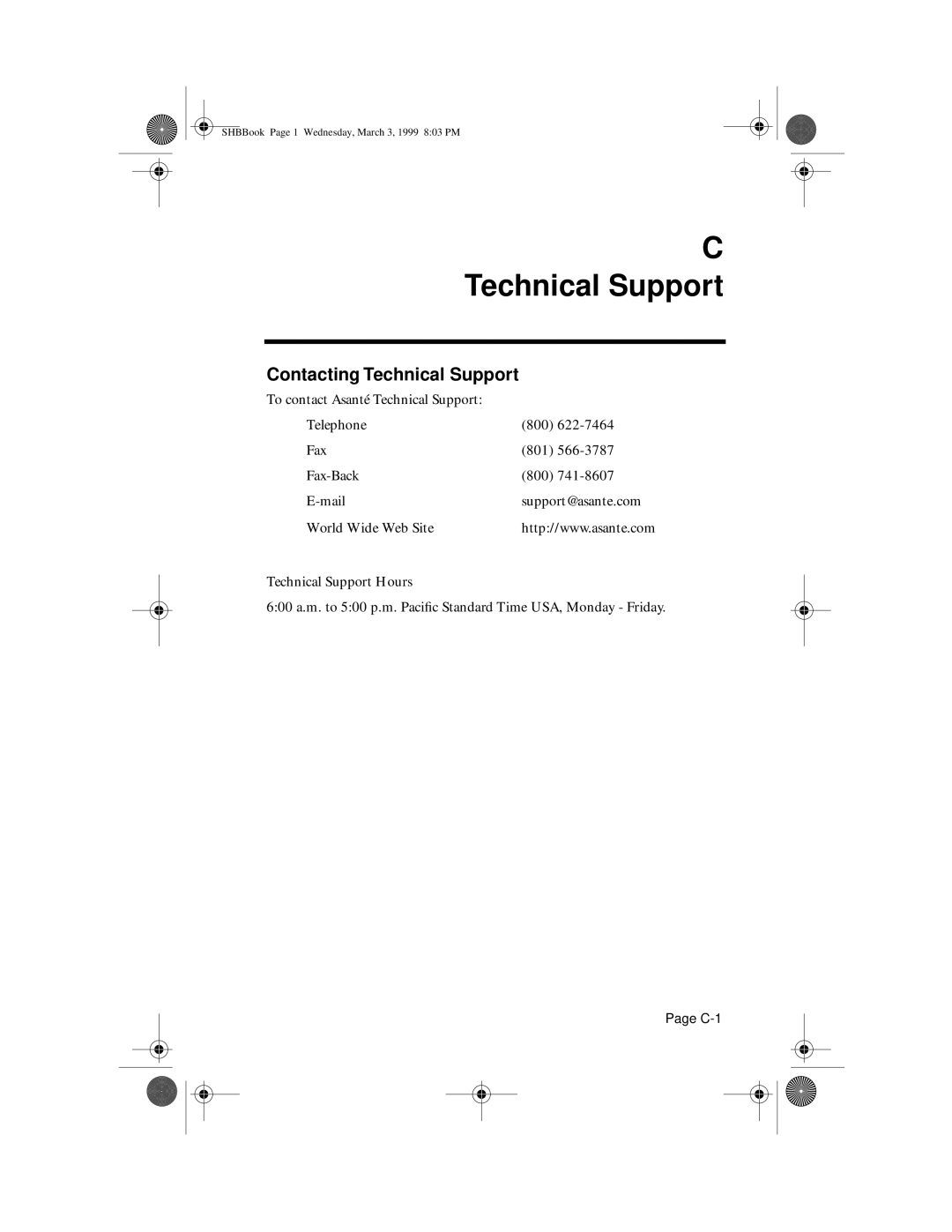 Asante Technologies II user manual Contacting Technical Support 