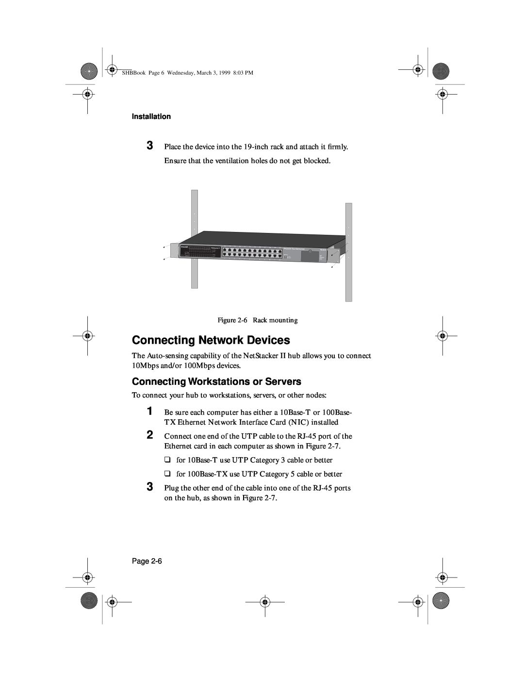 Asante Technologies II user manual Connecting Network Devices, Connecting Workstations or Servers 