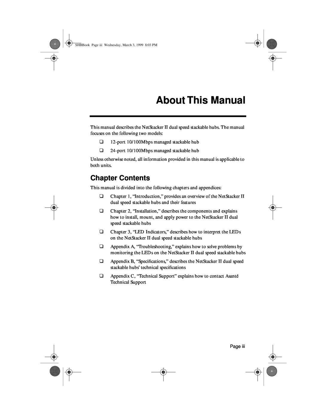 Asante Technologies II user manual About This Manual, Chapter Contents 