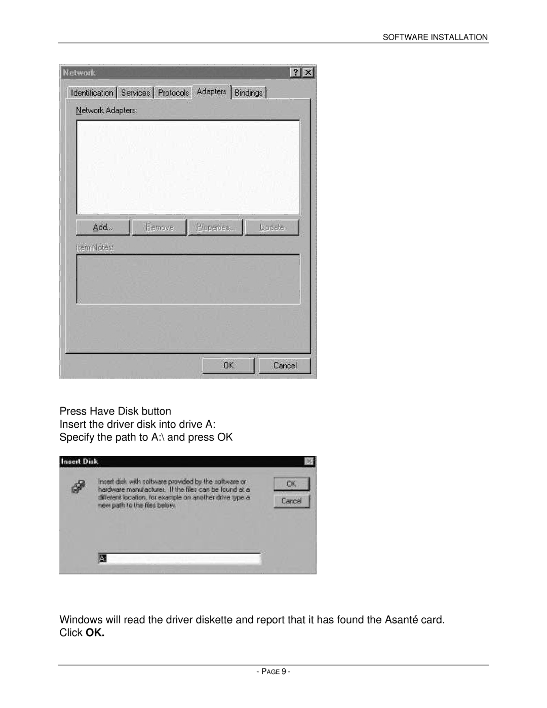 Asante Technologies PCMCIA user manual Software Installation 