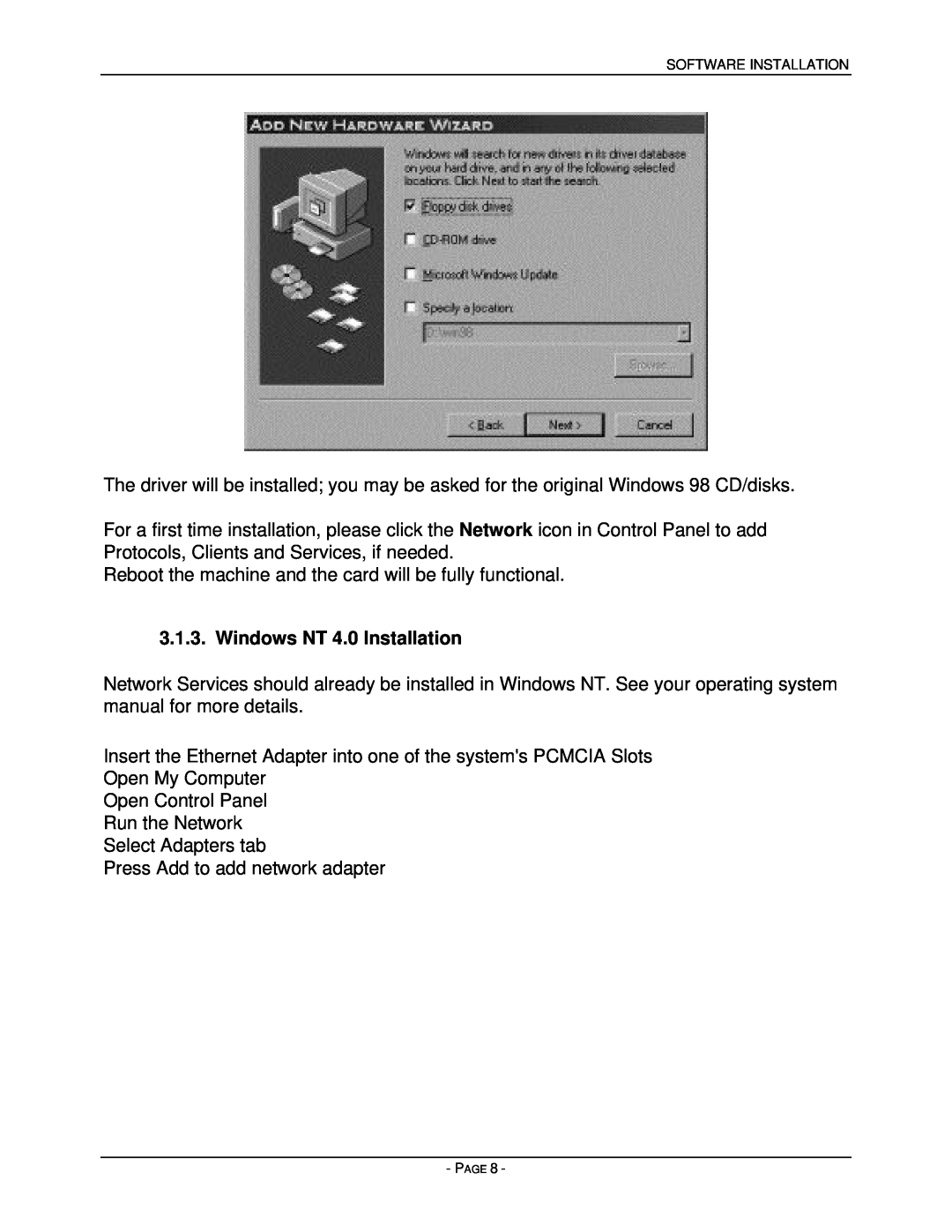 Asante Technologies PCMCIA user manual Windows NT 4.0 Installation 