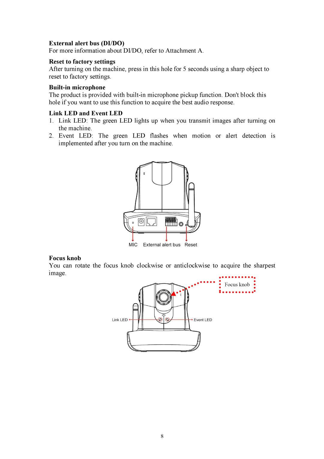 Asante Technologies Voyager II user manual Focus knob 