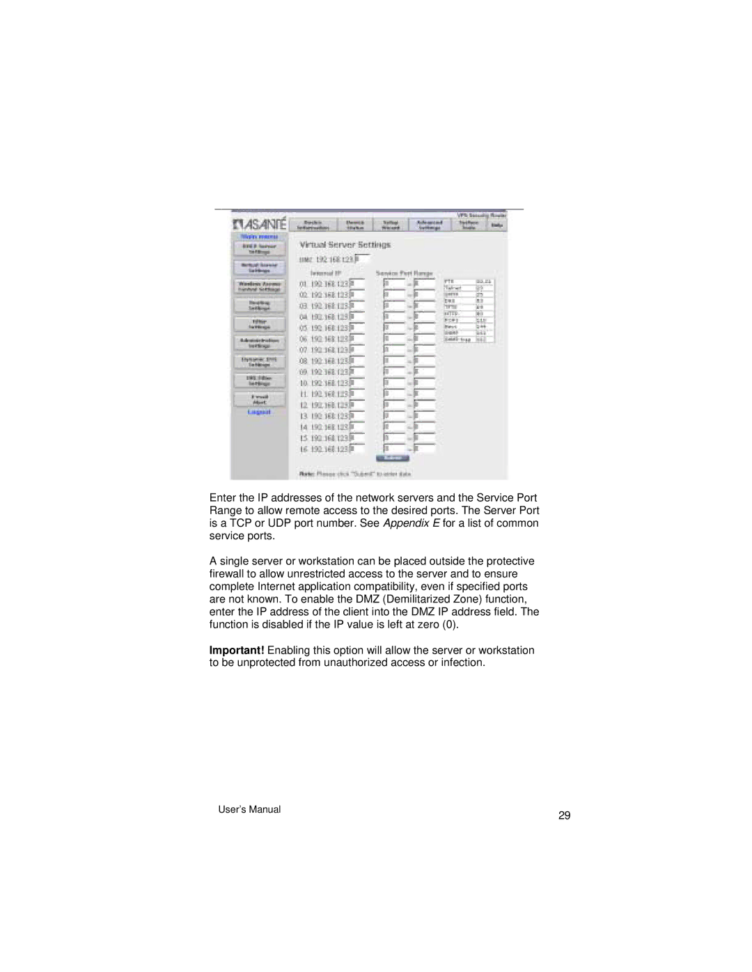 Asante Technologies VR2004 Series user manual 