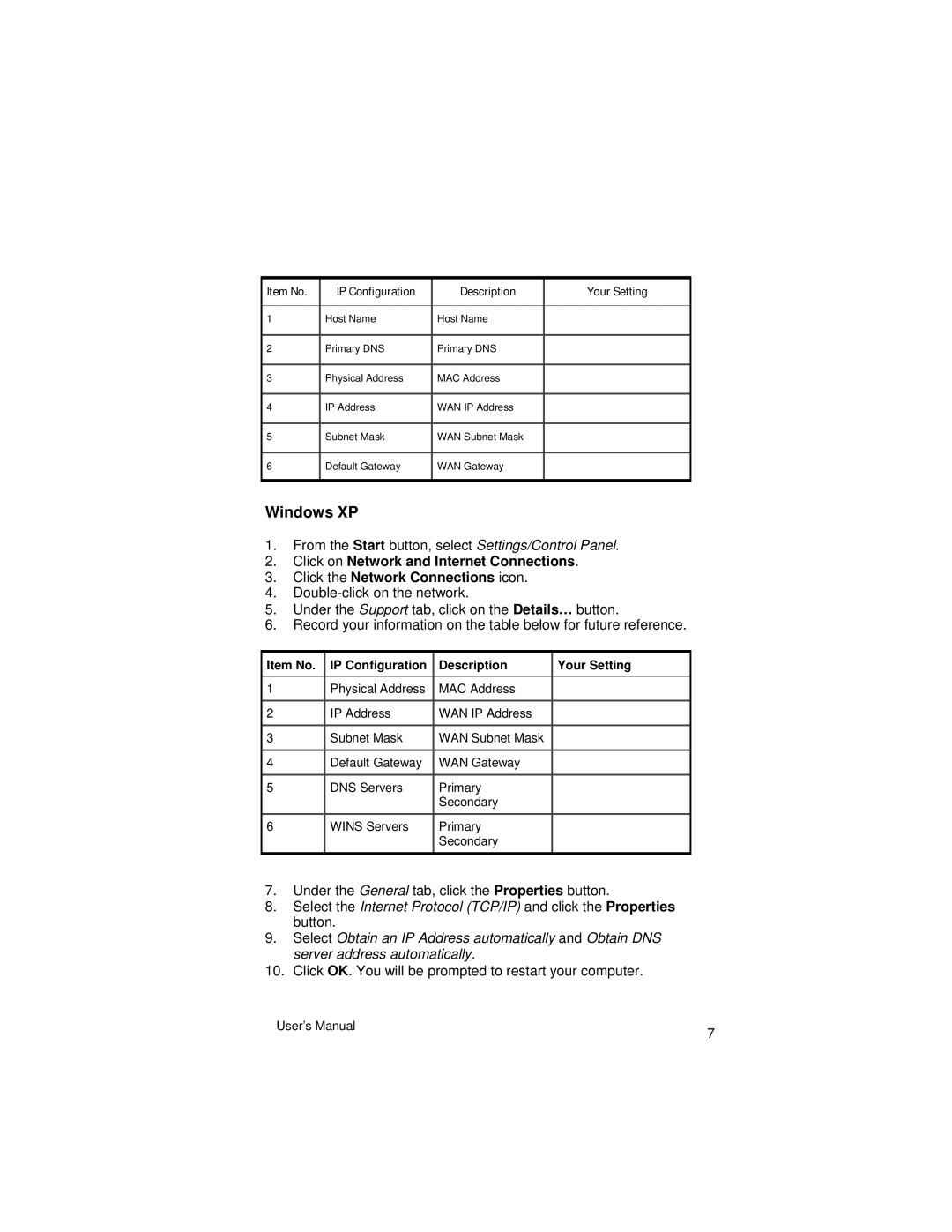 Asante Technologies VR2004 Series user manual Windows XP 