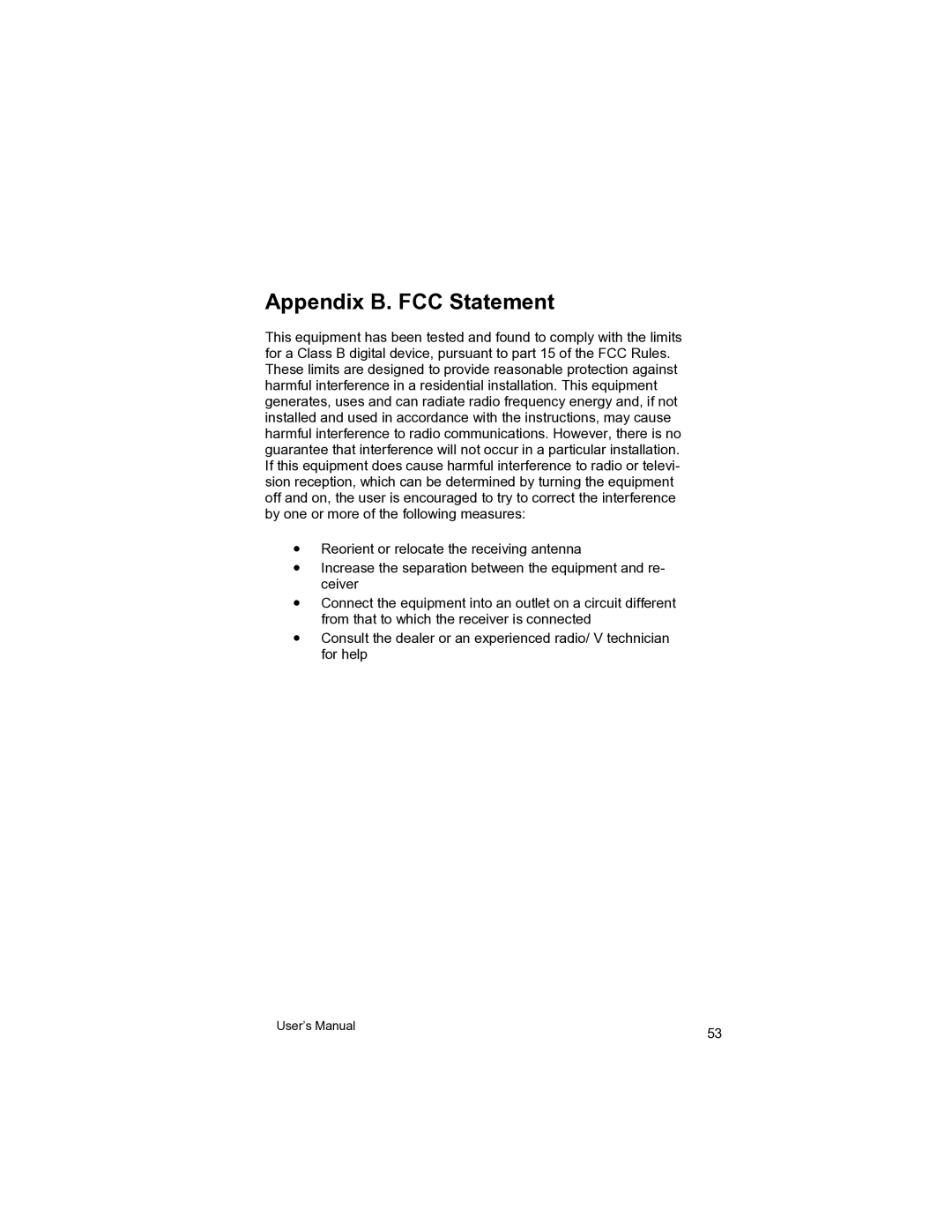 Asante Technologies VR2004 user manual Appendix B. FCC Statement 