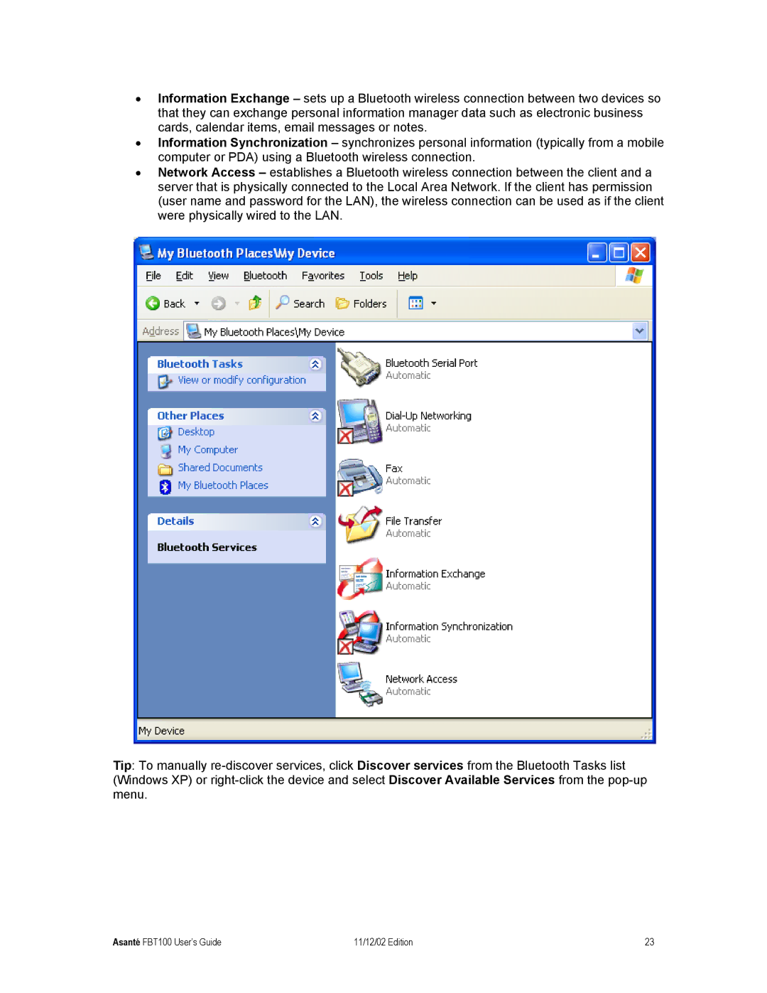 Asante Technologies Wireless USB Adapter user manual Asanté FBT100 User’s Guide 11/12/02 Edition 