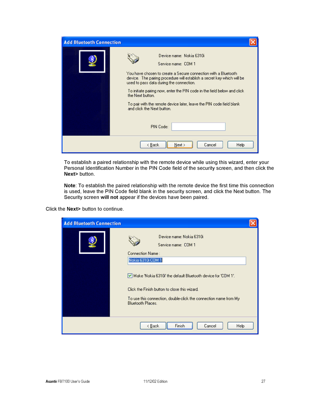 Asante Technologies Wireless USB Adapter user manual Asanté FBT100 User’s Guide 11/12/02 Edition 