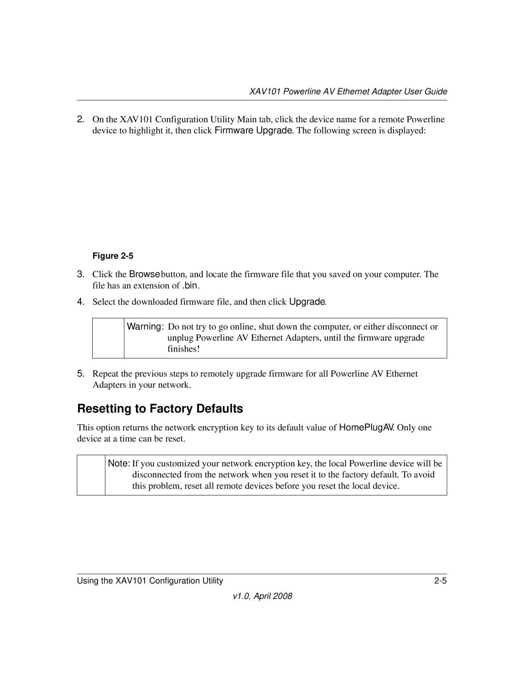 Asante Technologies XAV101 manual Resetting to Factory Defaults 