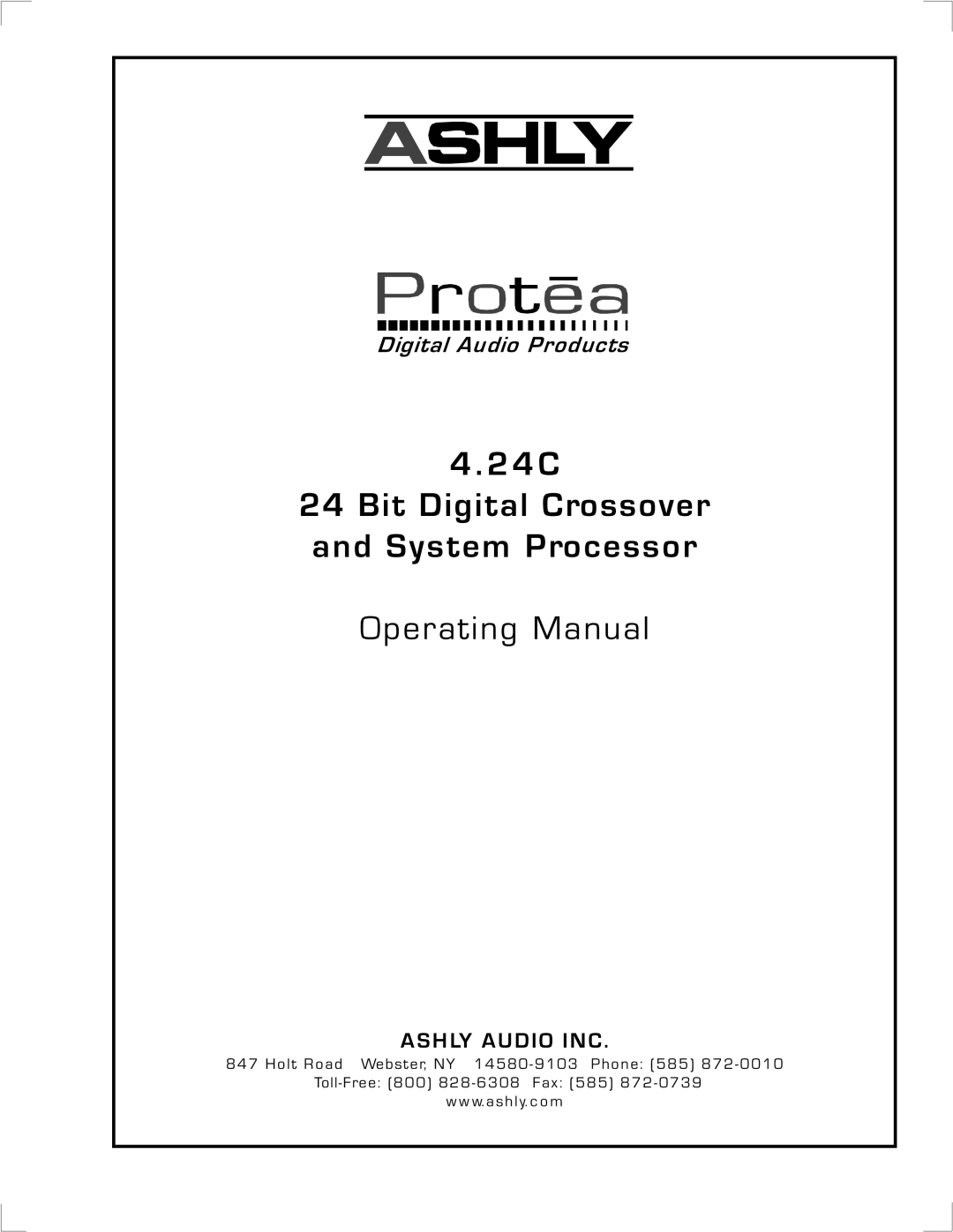 Ashly 4.24C manual C Bit Digital Crossover System Processor Operating Manual 