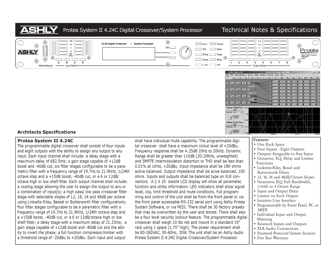 Ashly 4.24C specifications Technical Notes & Specifications 