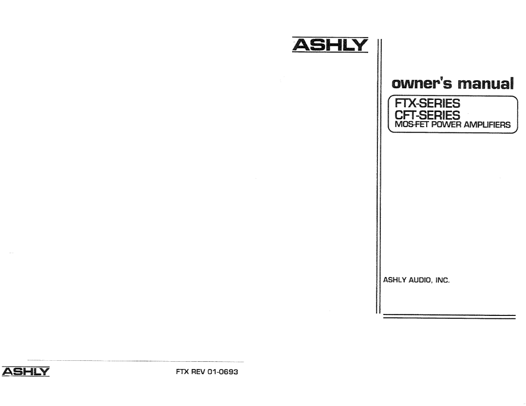Ashly FTX-SERIES, CFT-SERIES manual 