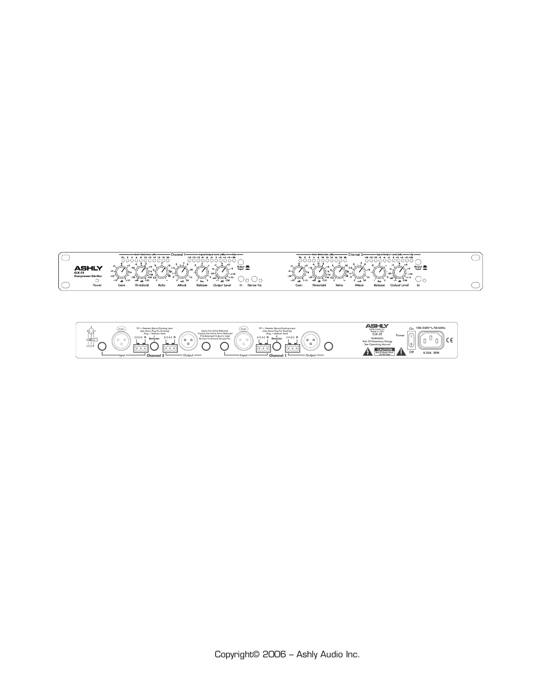 Ashly CLX-52 manual Copyright 2006 Ashly Audio Inc 