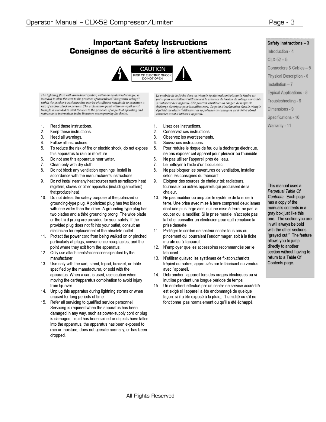 Ashly CLX-52 manual Safety Instructions, Warranty 