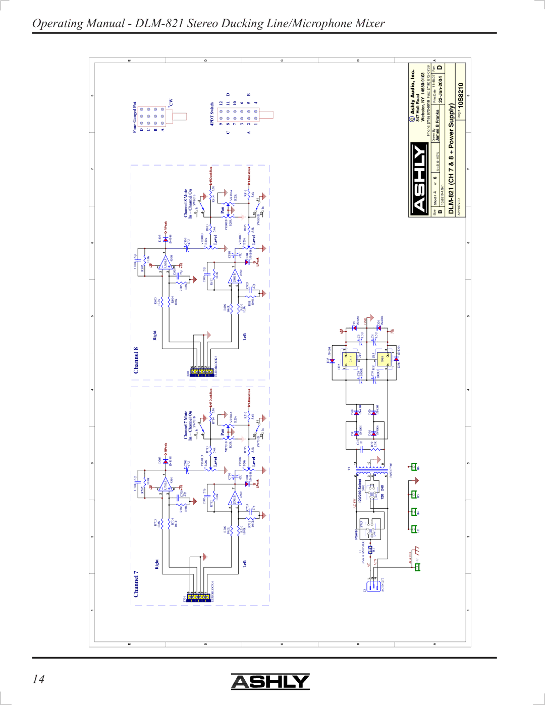 Ashly DLM-821 manual Operating Manual 