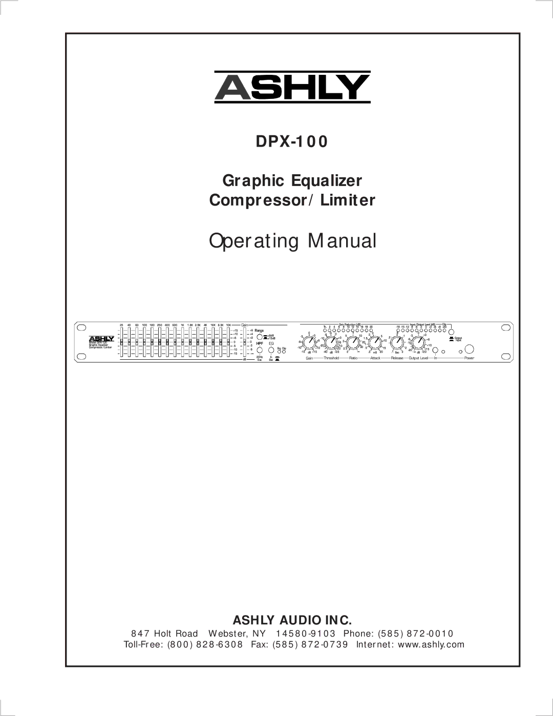 Ashly DPX-100 manual Operating Manual 