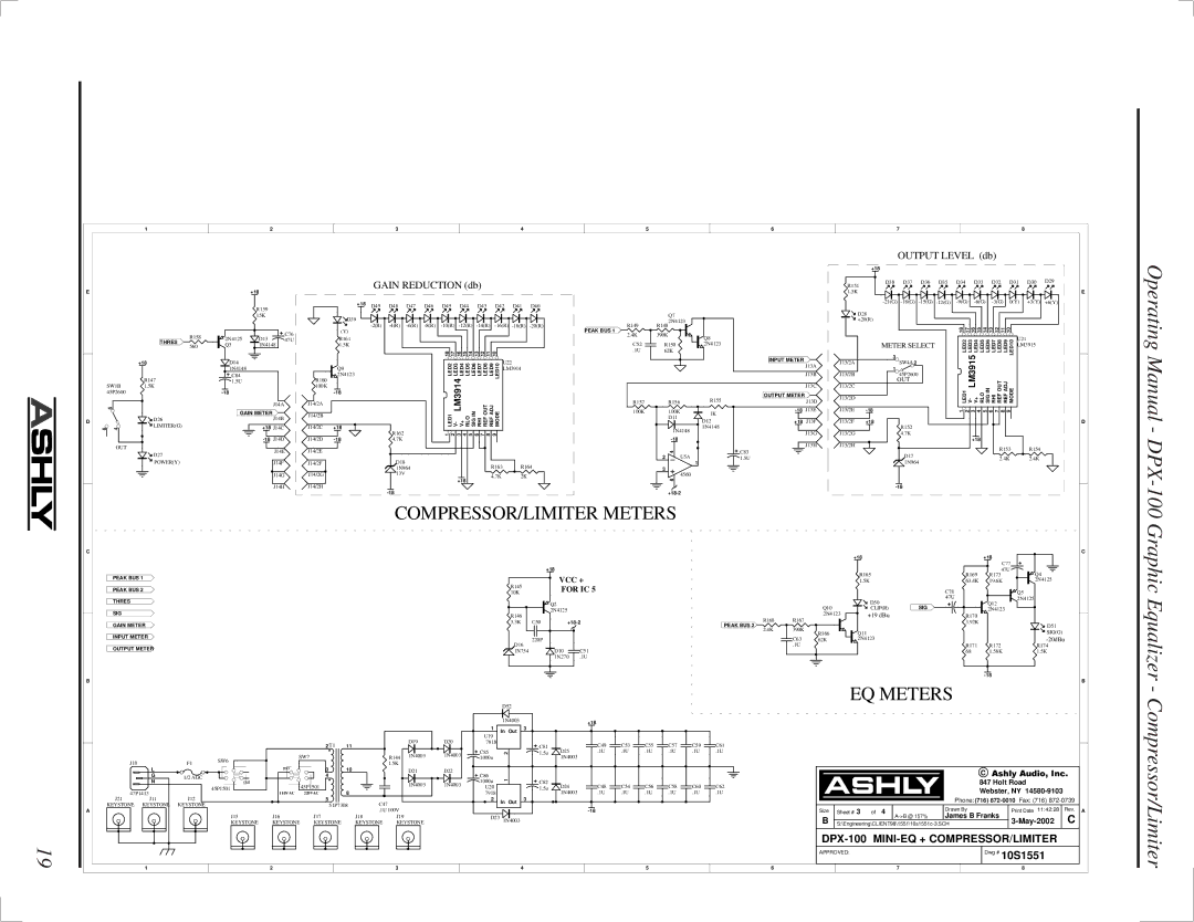 Ashly DPX-100 manual COMPRESSOR/LIMITER Meters 