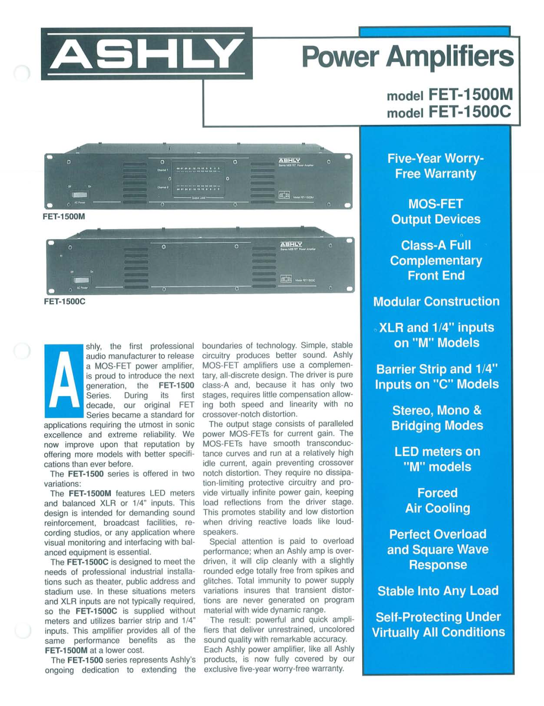 Ashly FET-1500C, FET-1500M manual 