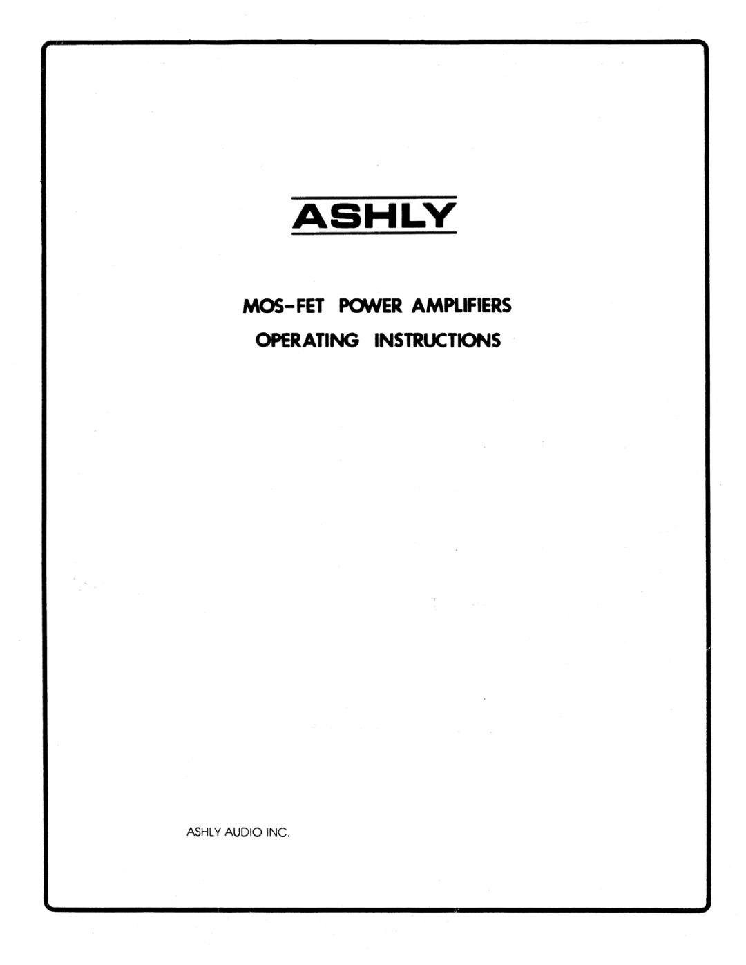 Ashly FET-200 manual 