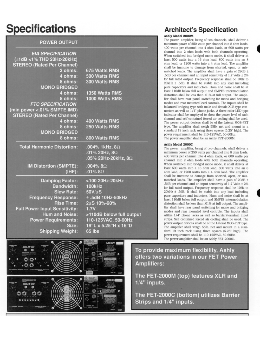 Ashly FET-2000M, FET-2000C manual 