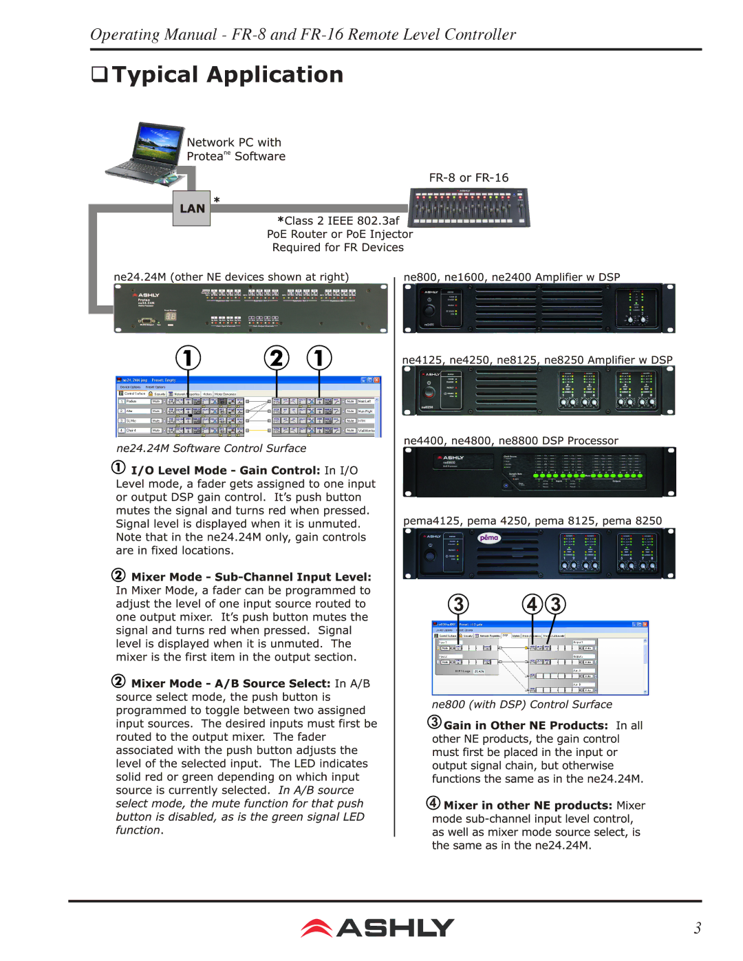 Ashly FR-8, FR-16 manual ‰‰Typical Application 