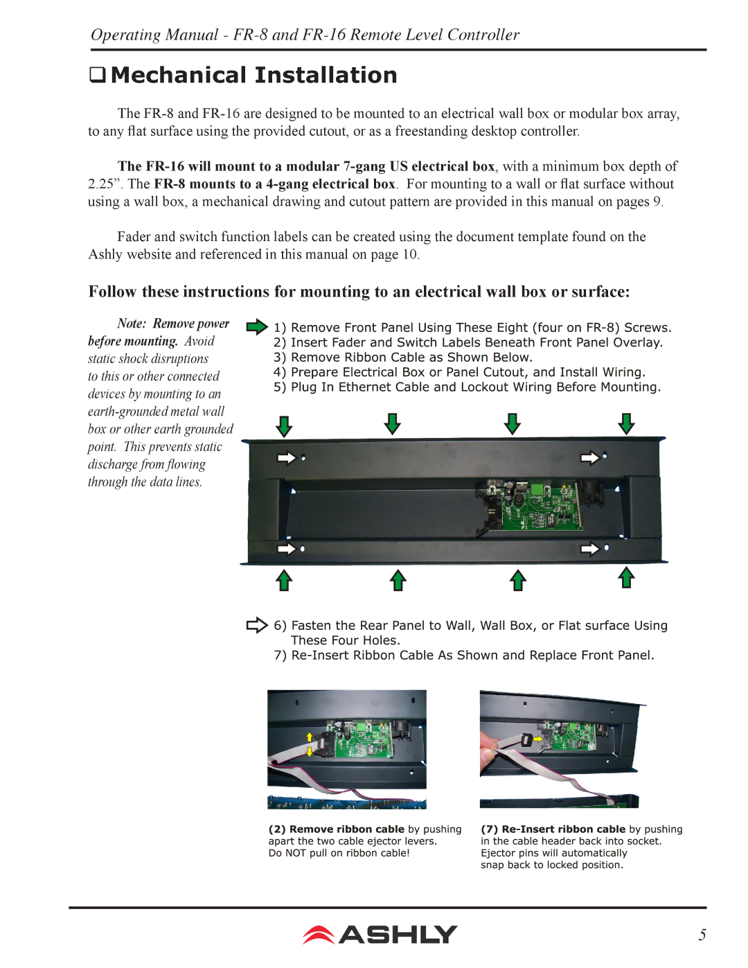 Ashly FR-8, FR-16 manual ‰‰Mechanical Installation 