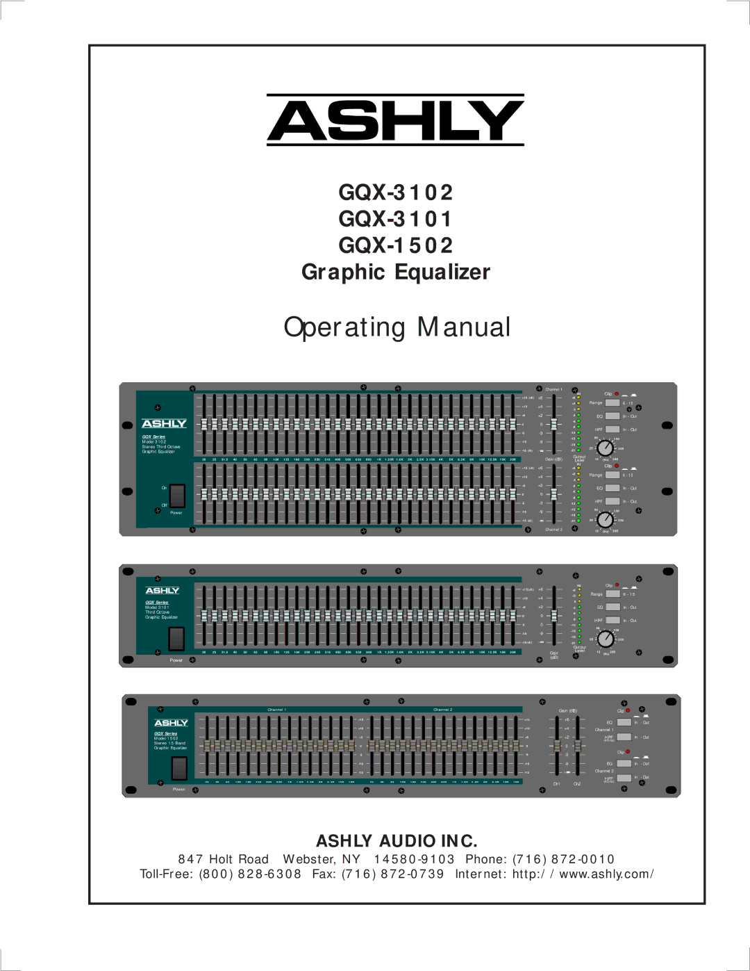 Ashly GQX-3101, GQX-3102, GQX-1502 manual Operating Manual 