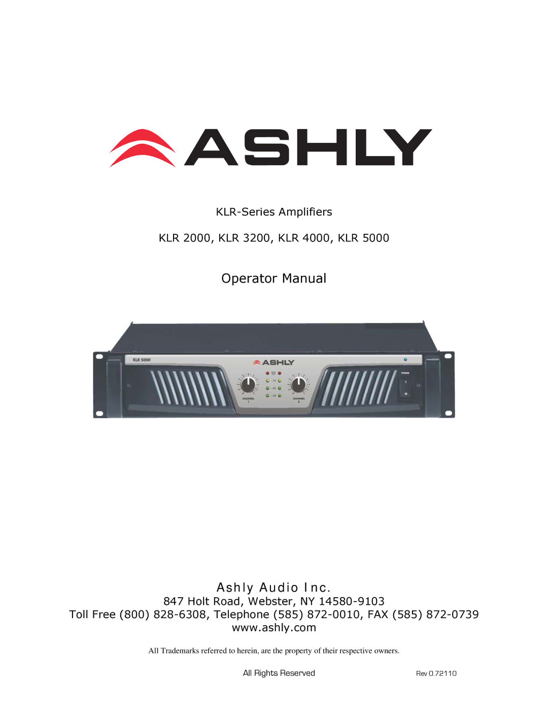 Ashly KLR 2000, KLR 4000, KLR 3200, KLR 5000 manual Ashly Audio Inc 