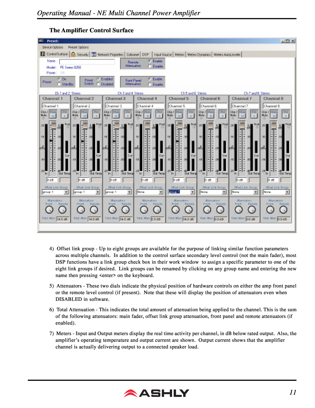 Ashly NE 4200.25 manual The Amplifier Control Surface 