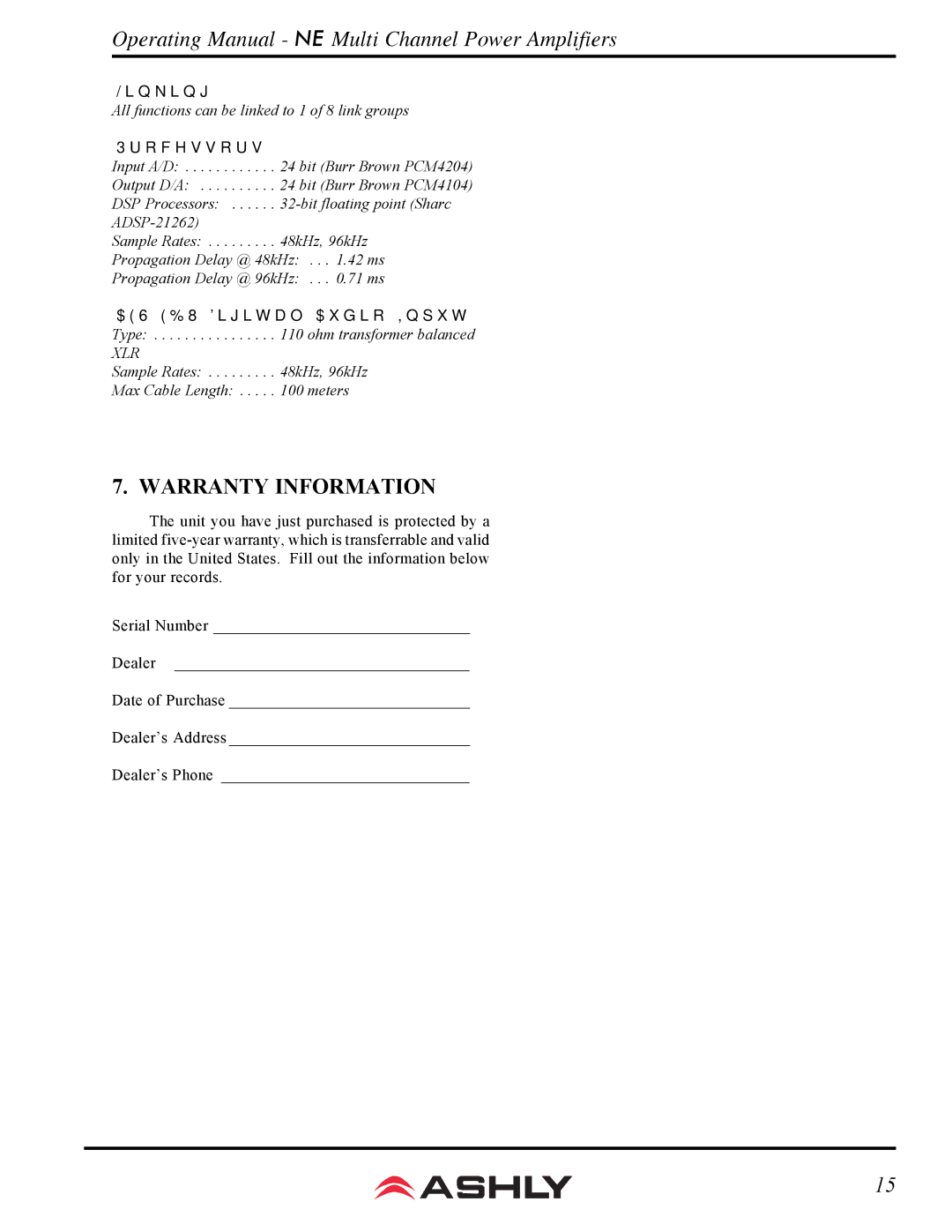 Ashly ne 4250.10p, ne 8250.25, ne 8250.10, ne 8250.70 manual Warranty Information, Processors 