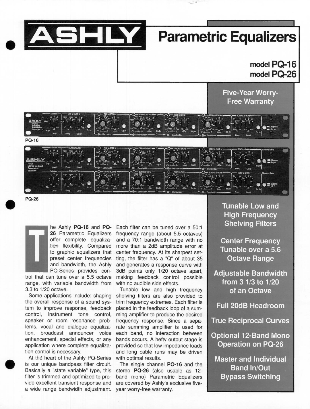Ashly PQ-16, PQ-26 manual 