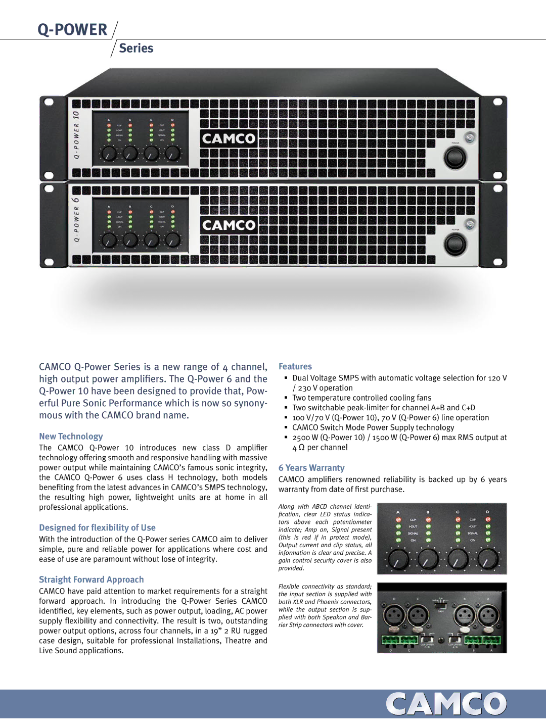 Ashly Q-Power Series warranty New Technology, Designed for flexibility of Use, Straight Forward Approach, Features 