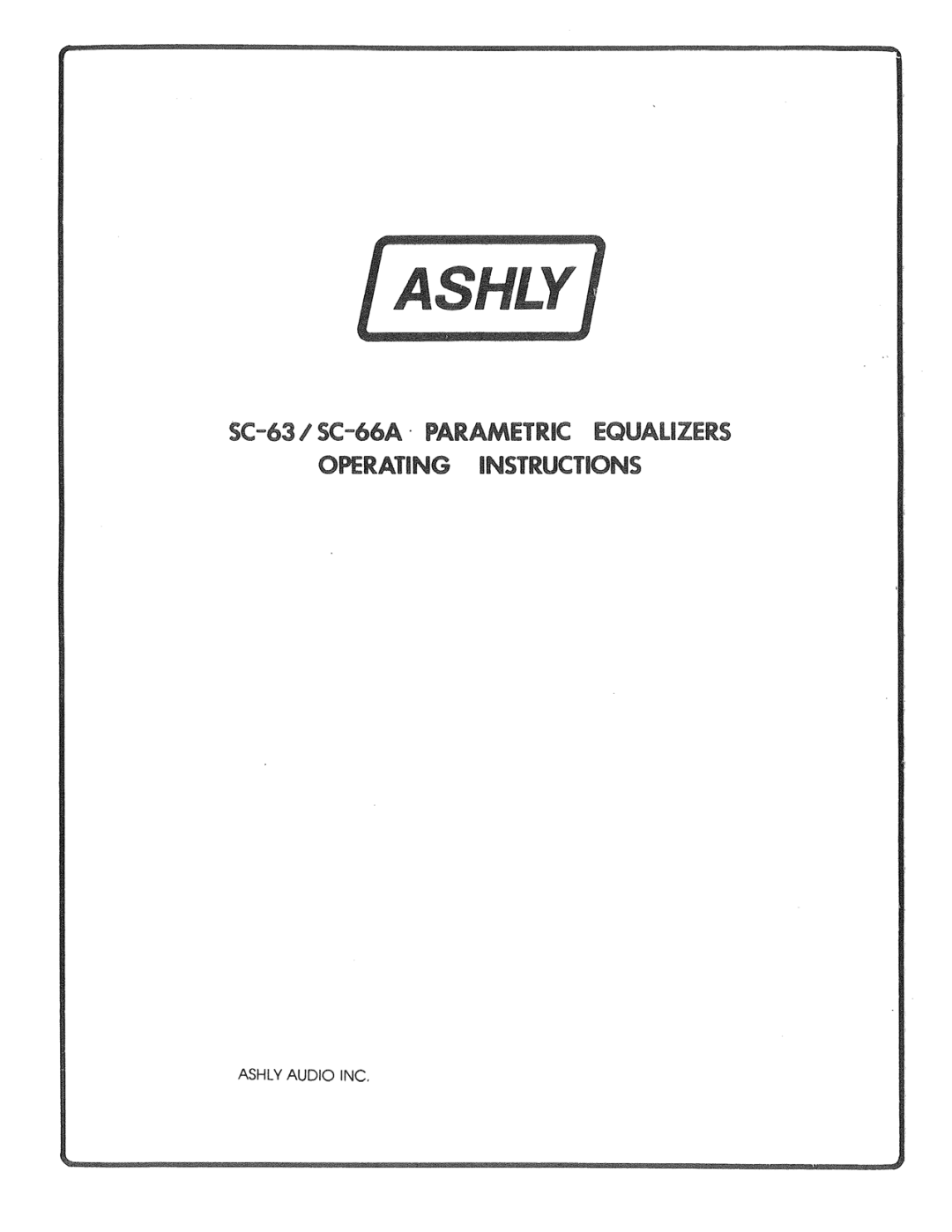Ashly SC-66A, SC-63 manual 