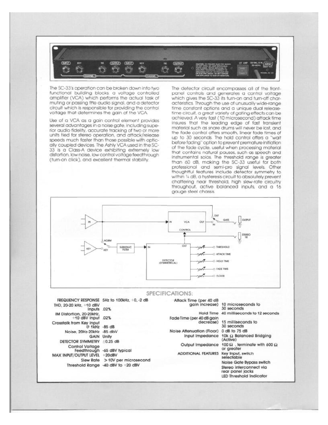 Ashly SC33 manual 