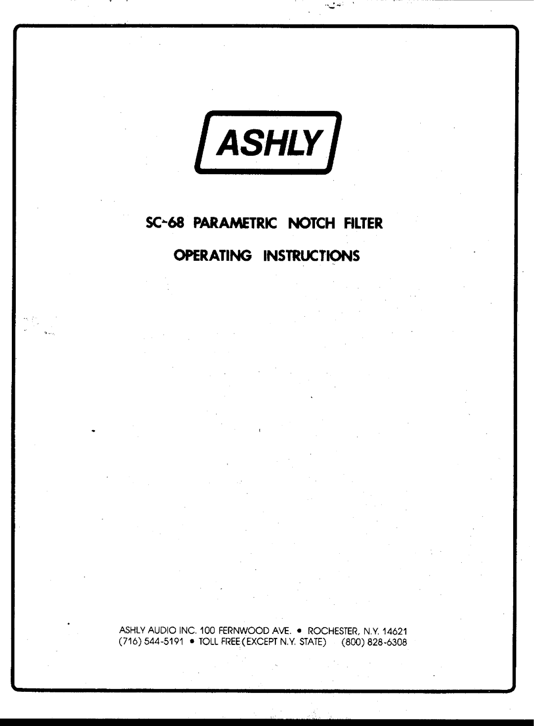 Ashly SC68 manual 