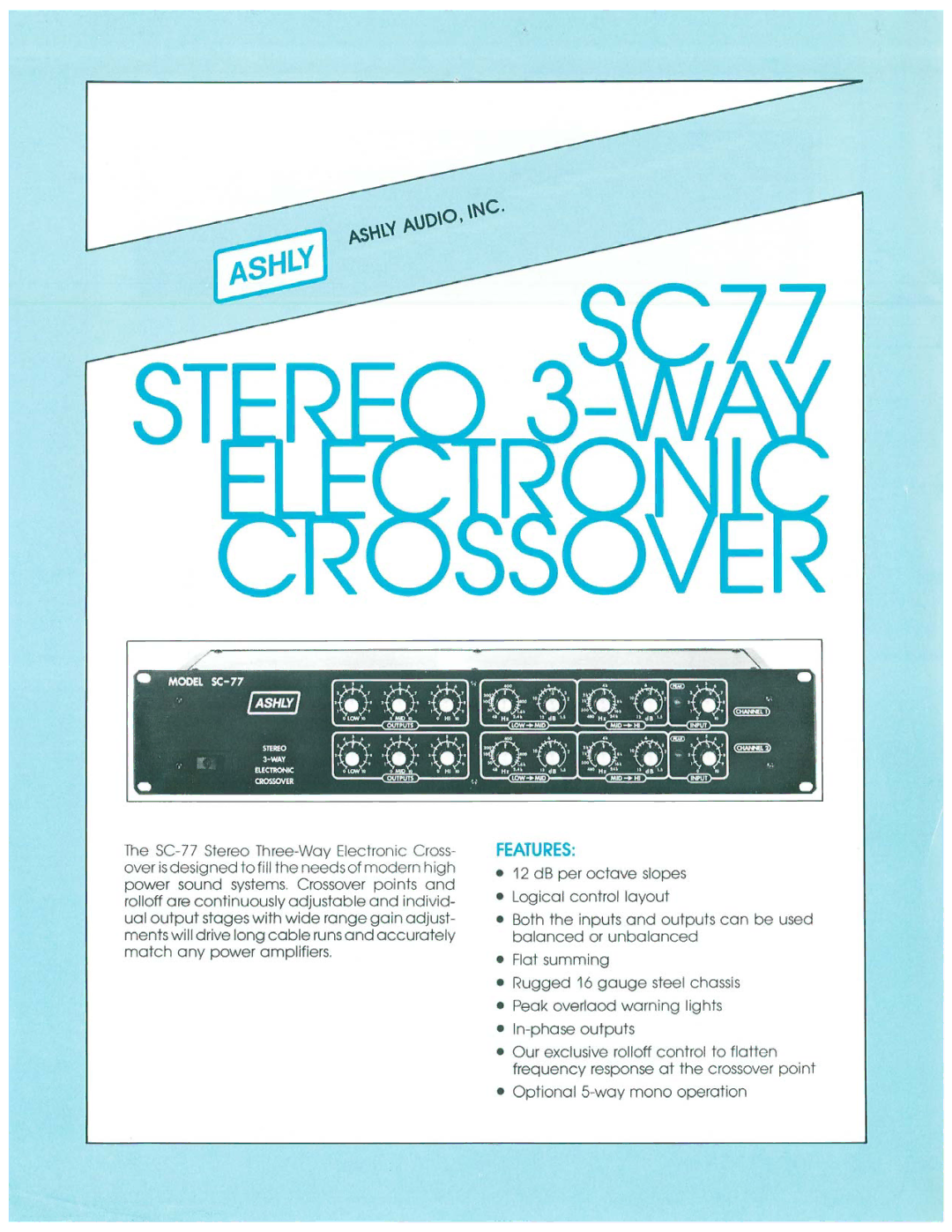 Ashly SC77 manual 
