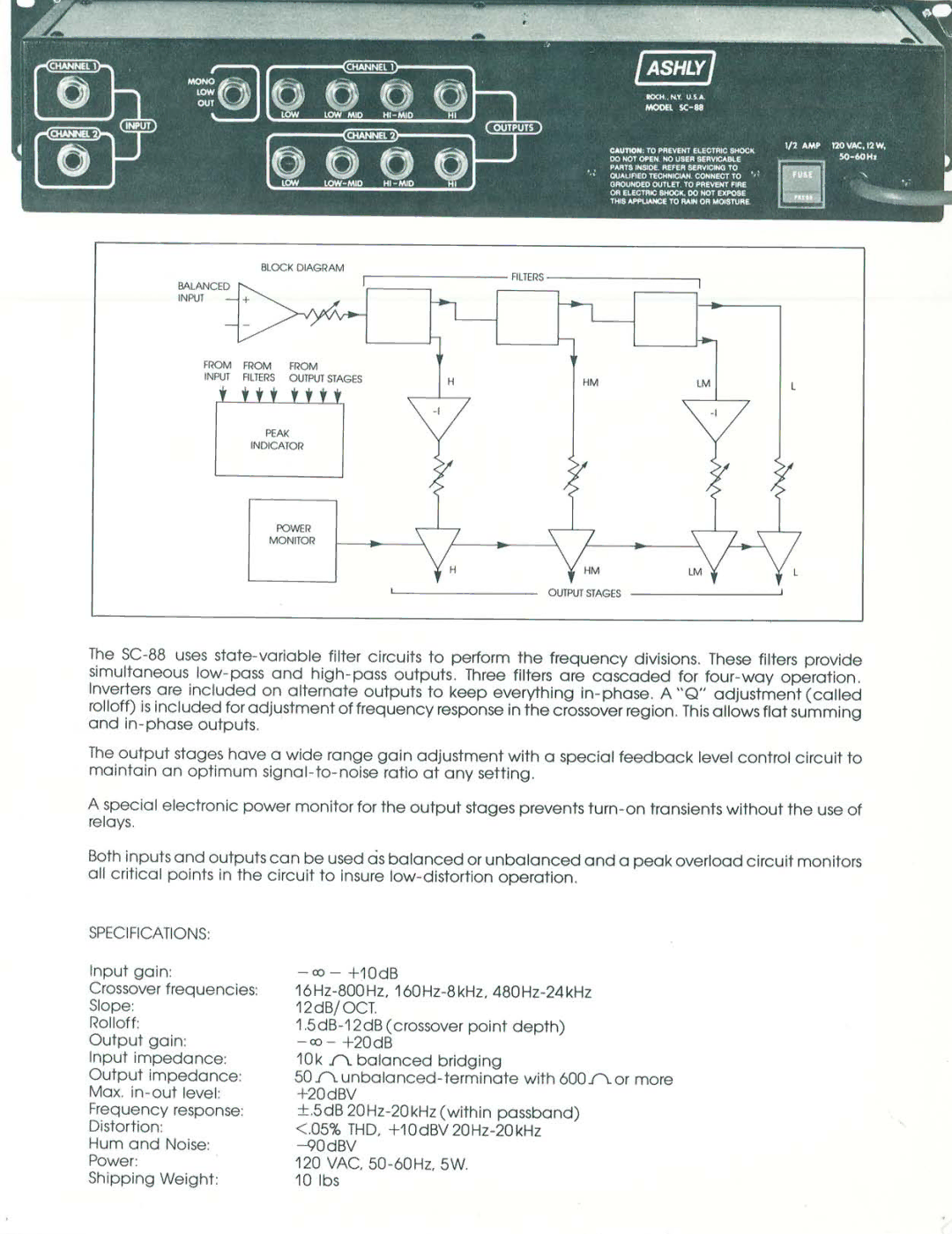 Ashly SC88 manual 