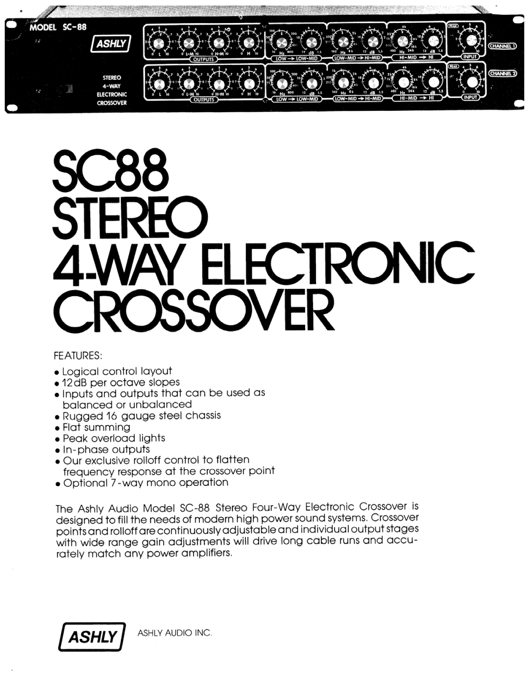 Ashly SC88 manual 