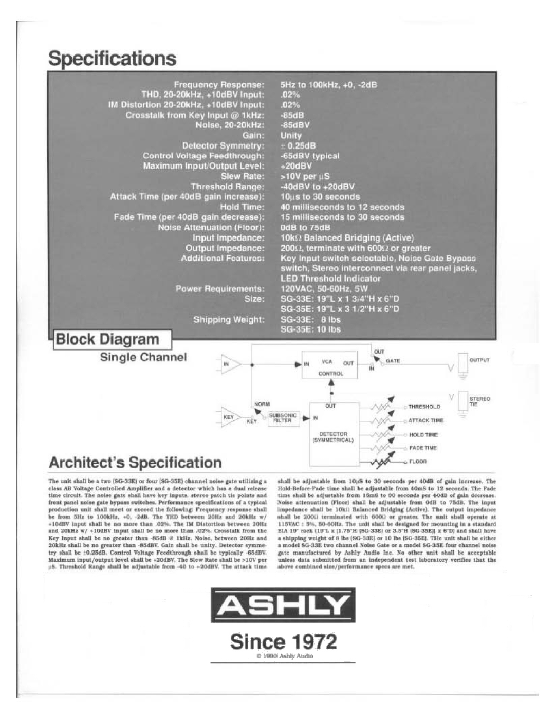 Ashly SG-33E, SG-35E manual 