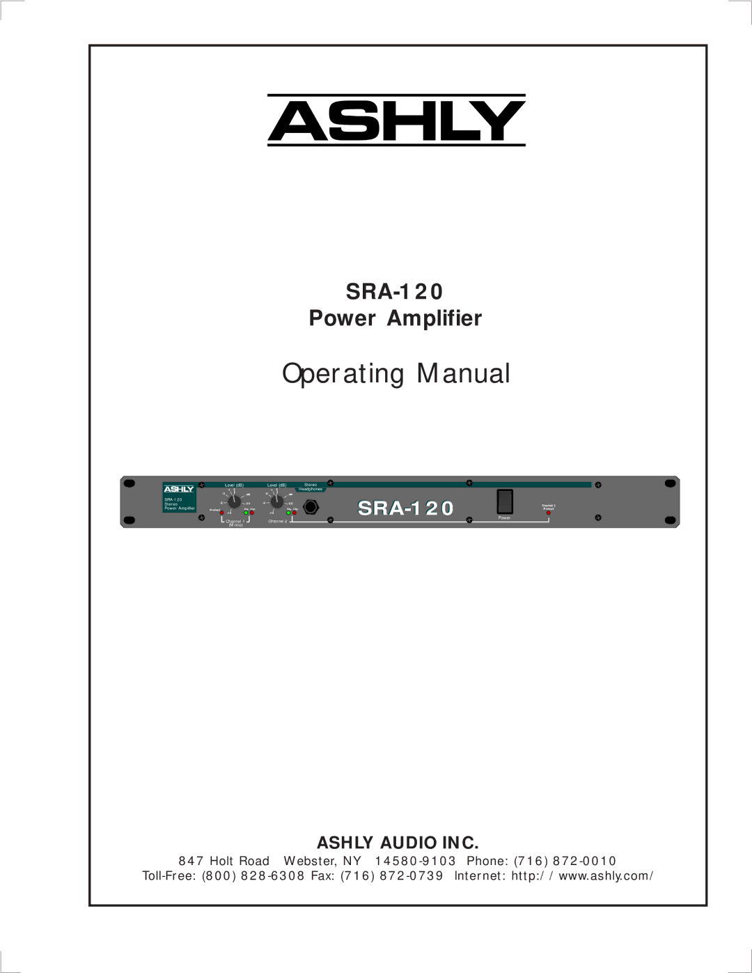 Ashly SRA-120 manual Operating Manual 