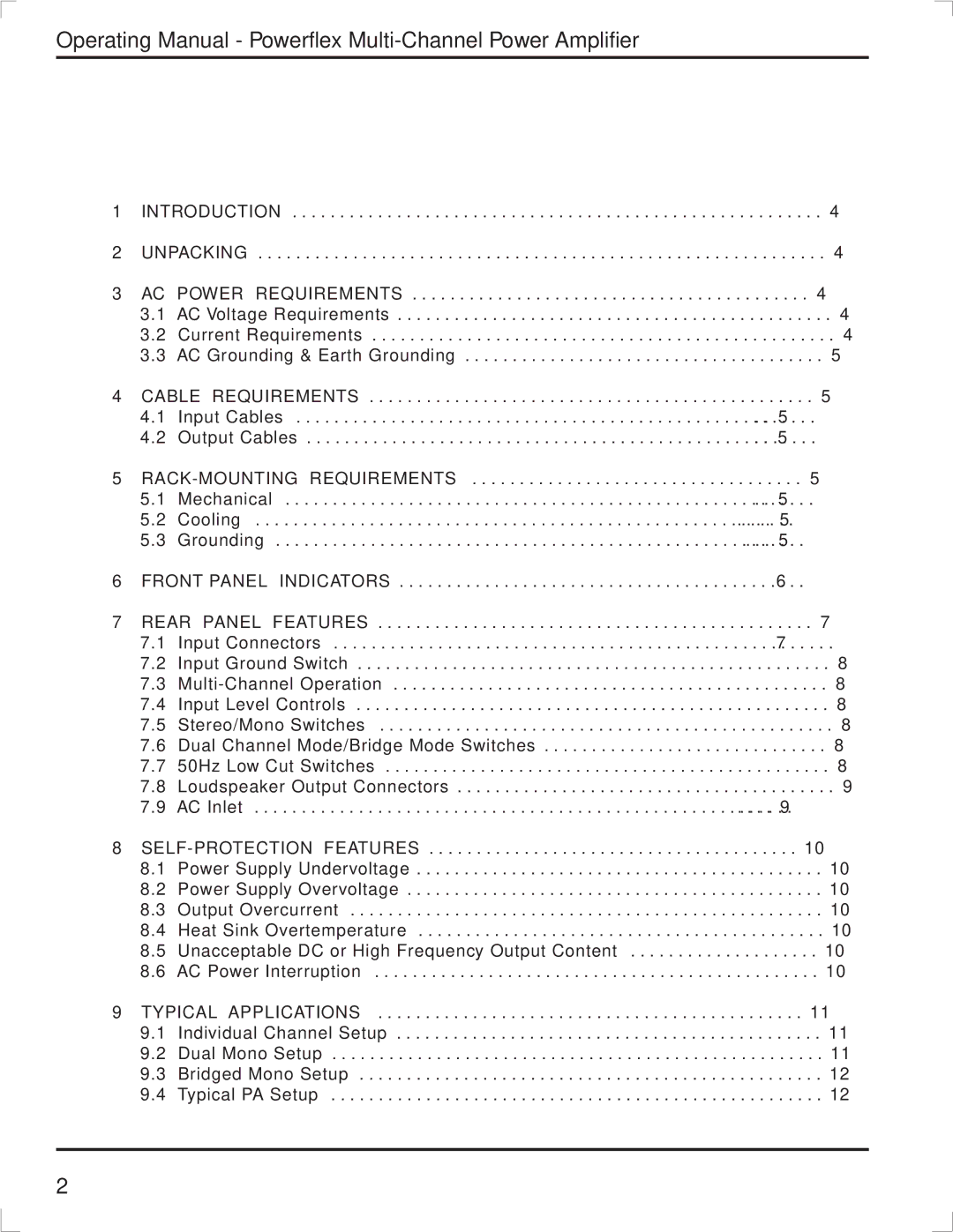 Ashly TRA-4150 manual Table Of Contents 